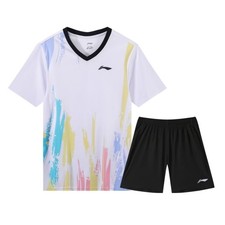 Li Ning Men's Table Tennis Badminton T-shirt and Shorts Suit Sports Set 25-08262