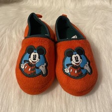 Vintage Disney Mickey Mouse Slippers Toddler Boys Size 9/10 Slip On Red Shoes