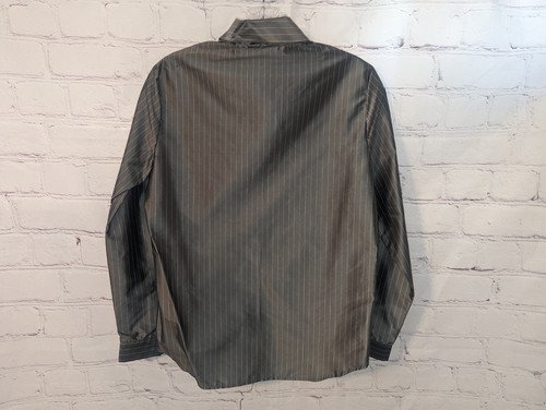 Jones New York Damen 100 % Seide grau Nadelstreifen Knopfleiste Bluse Größe 4P - Bild 5 von 9
