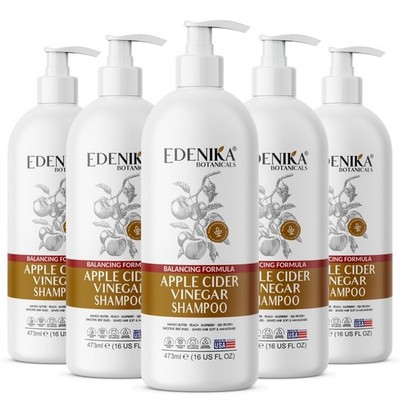 Edenika 5 Pack Apple Cider Vinegar Shampoo Thickening Volumizing Clarifying 16 o