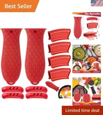 10Pcs Cast Iron Handle Cover, Silicone Hot Handle Holder, Heat Resistant Cast...