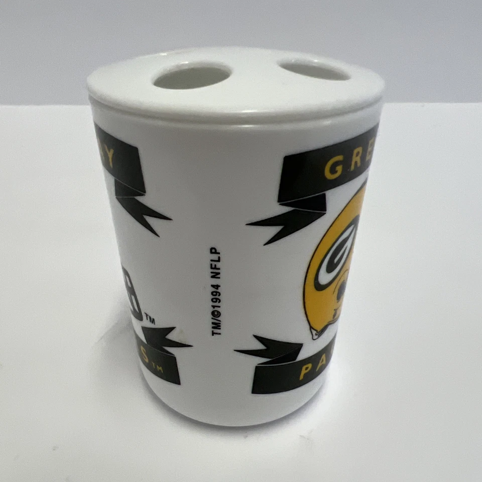 "Portador de cepillo de dientes de plástico con logotipo del equipo de Green Bay Packers NFL taza 1994 3,5""" Foto 4 de 4