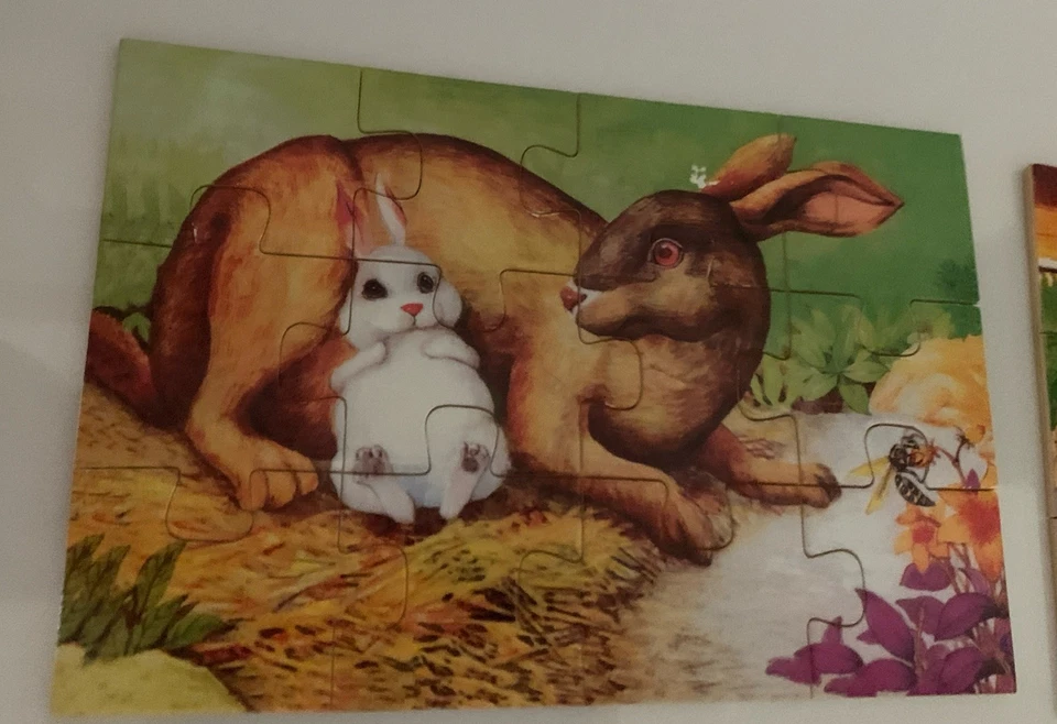 Vintage 12 Pc wood jigsaw puzzles in wooden box - Image 4 of 4