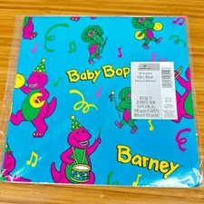 Vintage Barney Baby Bop Wrapping Paper 8 1/3 Sq Ft 2 Sheets NEW 90s Y2K Retro