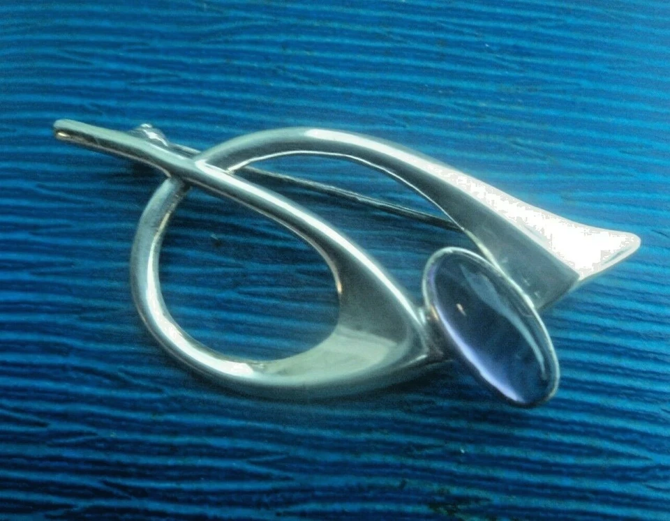 Finlandese Moderni Argento E Ametista Spilla Kultaseppa Salovaara, Finland 1960 - Immagine 4 di 4