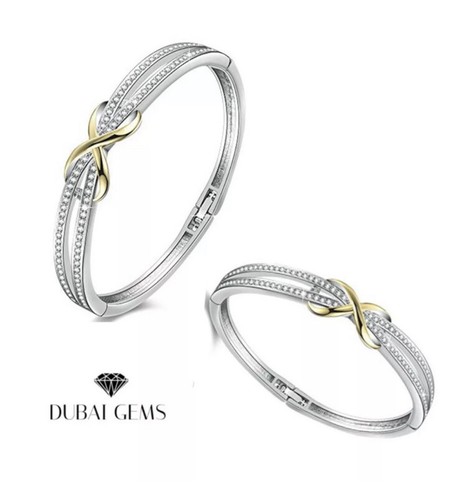 Brazalete de diseño infinito con acabado en oro blanco creado diamante en caja de regalo - Imagen 6 de 8
