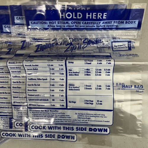 Ziploc Zip 'n Steam Cooking Bags Medium 16 count DISCONTINUED - Picture 2 of 3