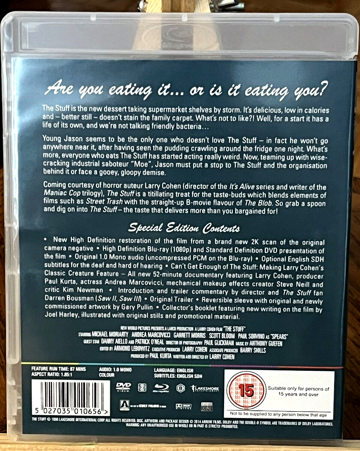 The Stuff Blu ray/DVD-Arrow Video-Booklet-2 Disc-90’s Horror *REGION B*