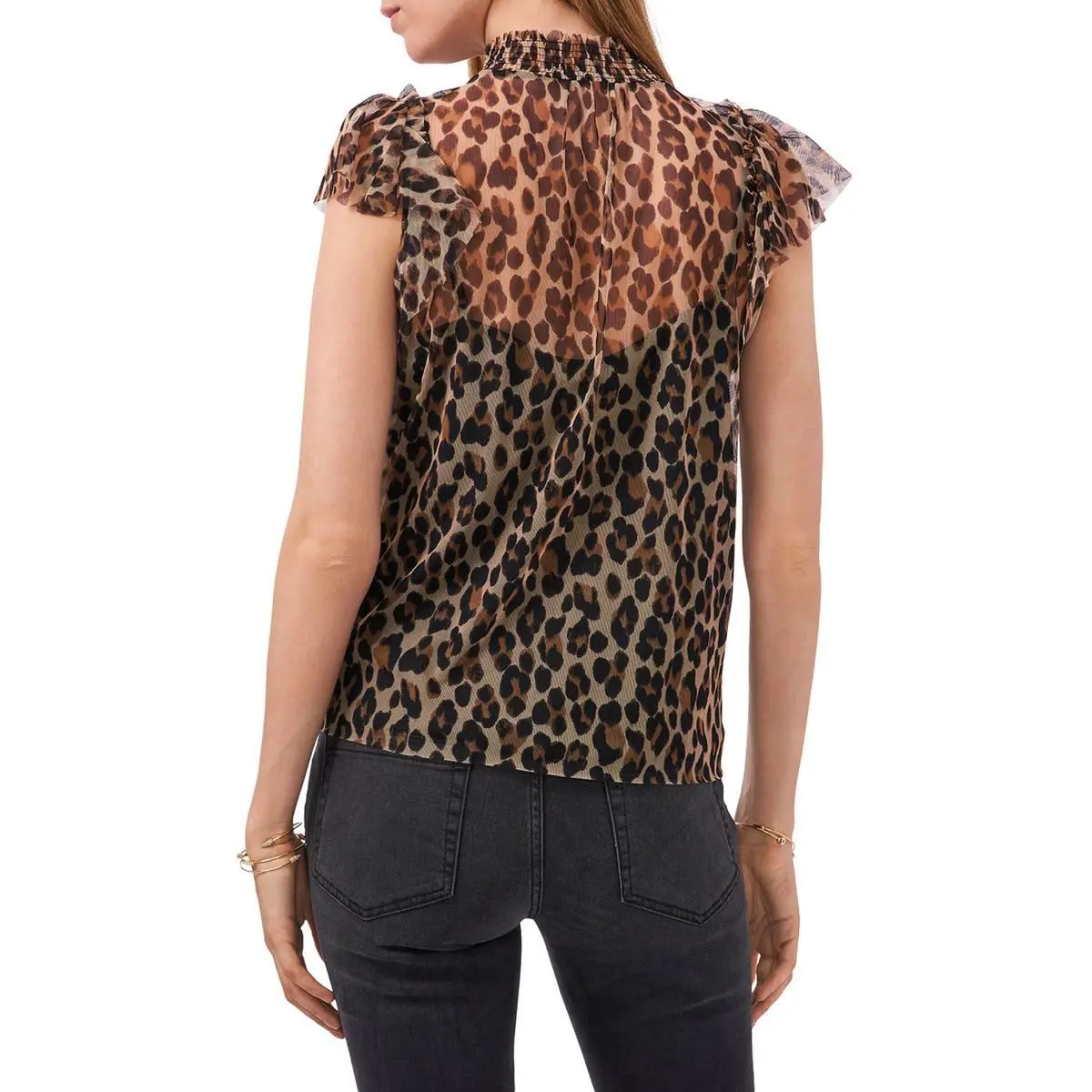 1.State Womens Leopard Print Mock Neck Top Blouse Shirt BHFO 5881