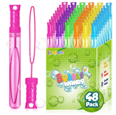 Pack 48 varitas burbujas, regalo ideal para niños y eventos al aire libre.