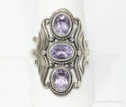 Vintage Amethyst Sterling Silver Statement Ring - Size 10