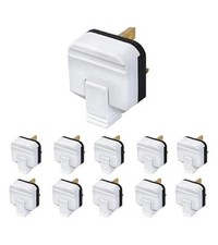 13 Amp Plug Tops White Permaplug Heavy Duty Rubber Electrical - 1 5 10 20 50 100