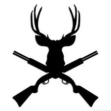 Deer Head Shotguns - Decal Sticker - Multiple Colors  Sizes - ebn7168