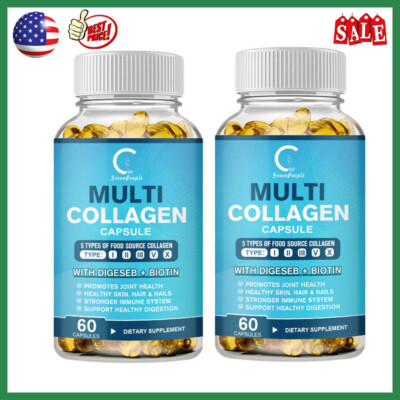 2x Multi Collagen 2000mg Anti-Aging - Contains Types I, II, III, V and X Collage