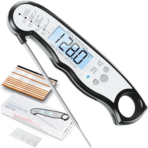 Digital Meat Thermometer, Waterproof Instant Read Food Thermometer for Cookin...