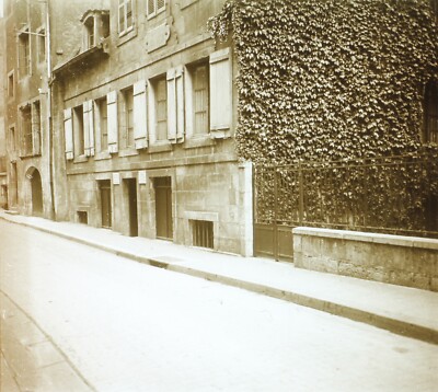 Street House c1920 Photo Stereo Plate De Verre Vintage VR38L5n