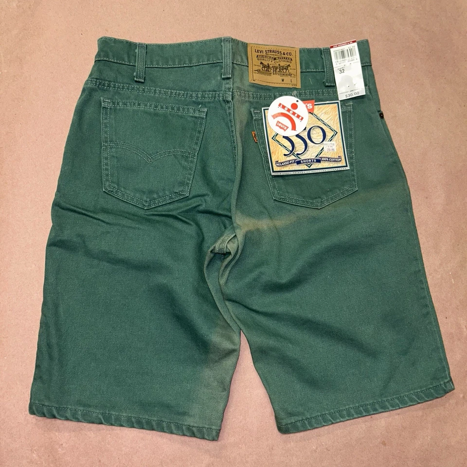 Pantalones Cortos Levis 550 Naranja Tab Años 90 De Colección, Sin Stock, Nuevos con Etiquetas Verdes, Talla 32