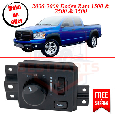Headlight Lamp Switch 3 Positions for 2006-2009 Dodge Ram 1500/2500/3500
