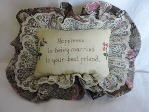 Decorative Hanging Pillow with Counted Cross Stitch Saying