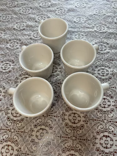 Buffalo China Coffee Mugs Cup Vintage Mid Century Diner Ware Five Chunky H