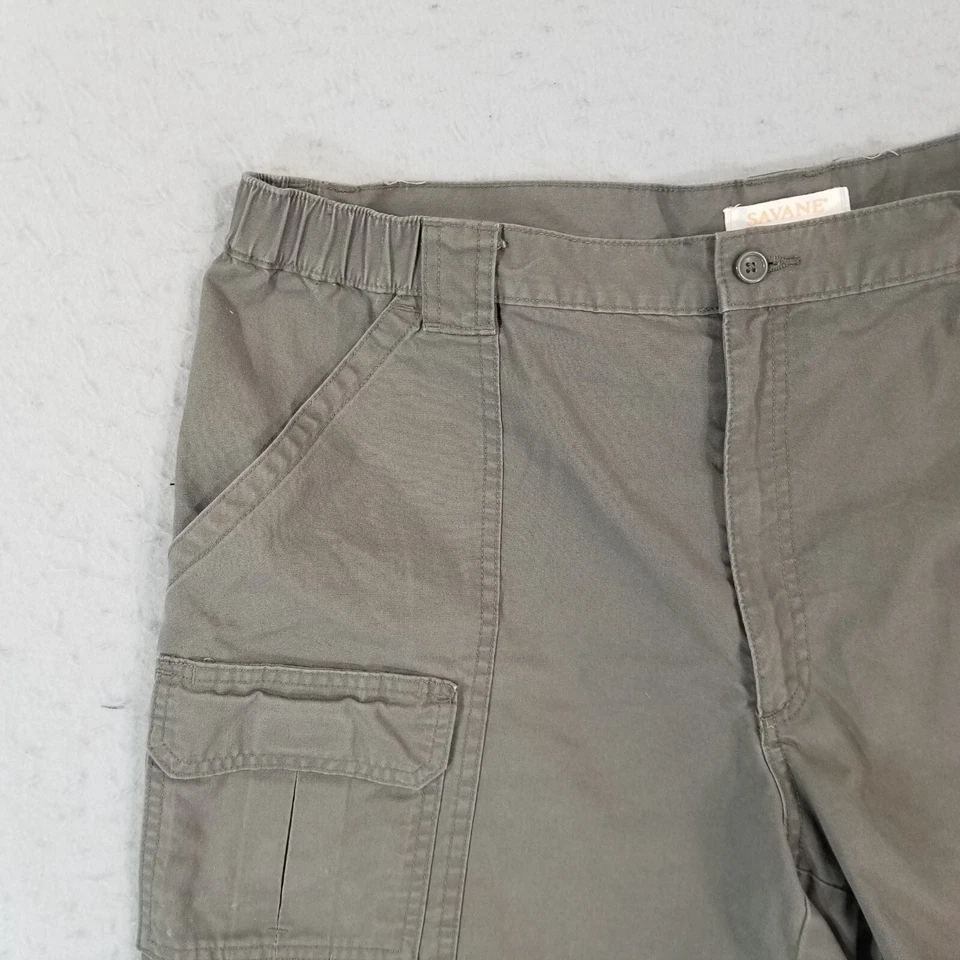 Savane Cargo Pantalones Cortos de Senderismo para Hombres 40 x 7 Caqui Verde Confort Cintura Pesca al Aire Libre Foto 2 de 4