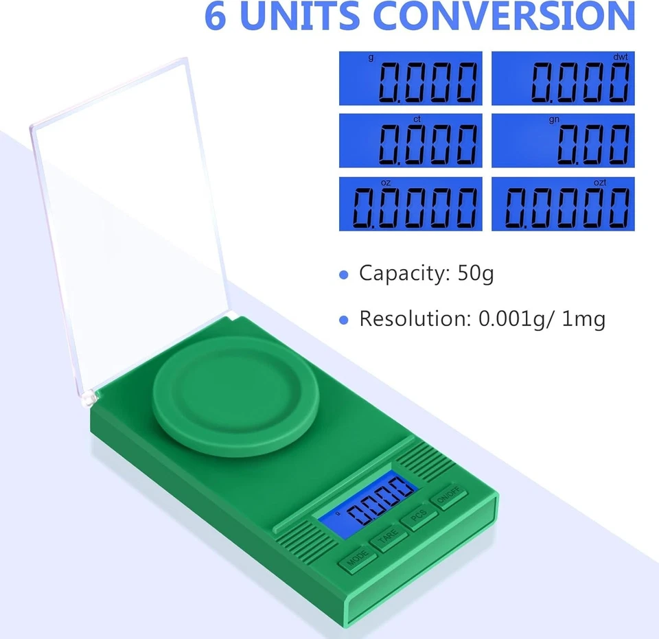 Прецизионные миллиграммовые весы 50 г/0,001 г: портативные ювелирные изделия с жидкокристаллическим дисплеем и лекарственное взвешивание - Изображение 4 из 4