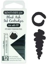 Monteverde International Standard Fountain Pen Ink Cartridges, Black Ash