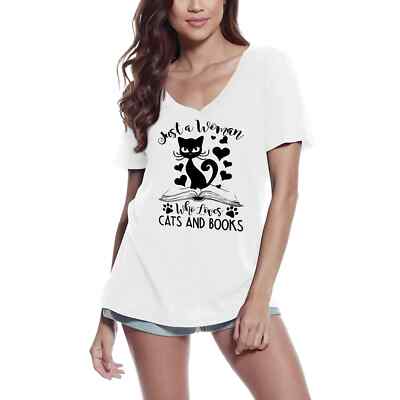 ULTRABASIC Femme Tee-Shirt Col V Juste Une Femme Qui Aime Les Chats Et Les