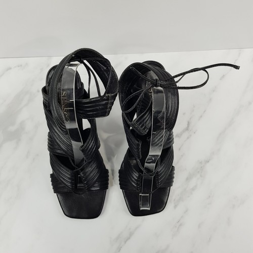 SENSO Womens Size EUR 39 Black Leather Tie Up Heels Pump Sandals Shoes - Picture 4 of 10