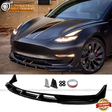 For Tesla Model 3 2017-2023 Front Bumper Lip Splitter Spoiler Gloss Black