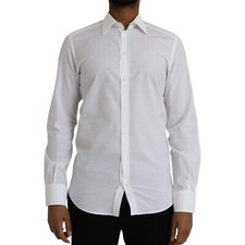 DOLCE & GABBANA Shirt Dress GOLD White Logo Cotton Mens 40/US15.75/M 570usd