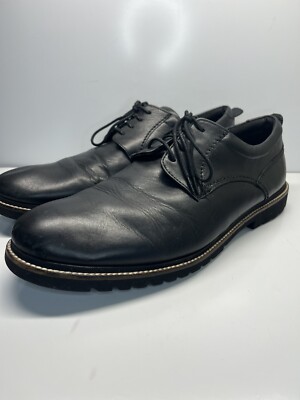 ROCKPORT H80117 Mens Marshall Black Leather Plain Toe Oxford  display picture 1