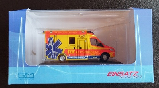 Rietze 76175 - 1/87 GSF RTW '18 Ambulance Greiz - New