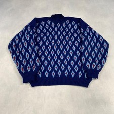 Vintage Knitted Jumper Abstract Patterned Grandad Chunky Knit Sweater Men's L