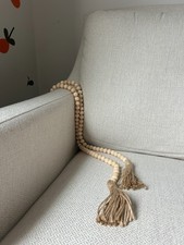 Boho Natural Solid Light Wood Garland Beads For Decor 39  Length Jute Tassels