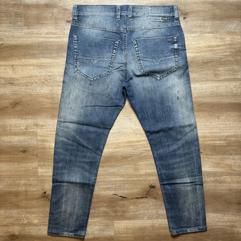 Diesel Jeans Men 30x26 Blue Tepphar Slim Carrot Stretch Dirty Wash Skater Modern - Image 3 of 4