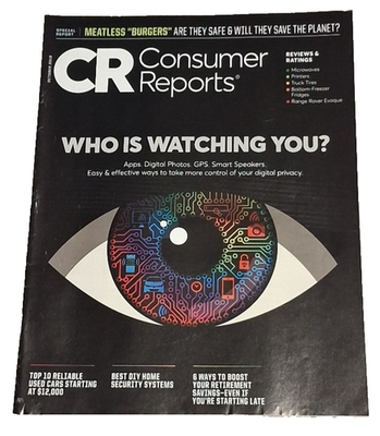 #ad Consumer Reports Oct 2019 Who is Watching you? Meatless quot;Burgersquot; Safe? $4.99