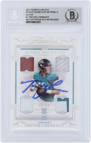 Trevor Lawrence Jaguars Signed 2021 Panini Flawless #RS1 #18/20 BAS Rookie Card