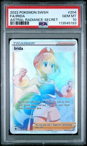 2022 POKEMON SWORD & SHIELD ASTRAL RADIANCE #204 FA/IRIDA PSA 10