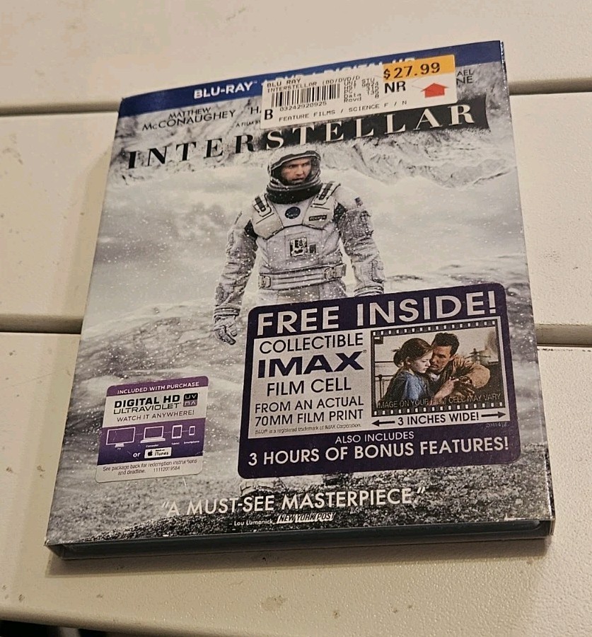 Interstellar (Blu-ray/DVD, 2015, 3-Disc, IMAX Film Cell