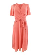 Lauren Ralph Lauren Women's Georgette Flutter-Sleeve Dress (2, Sky Red)