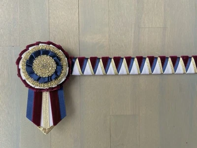 CORNERSTONE BROWBANDS Burgunderrot & Marine Deluxe Eckstein Stirnband - Samt Show Stirnband - £28,99