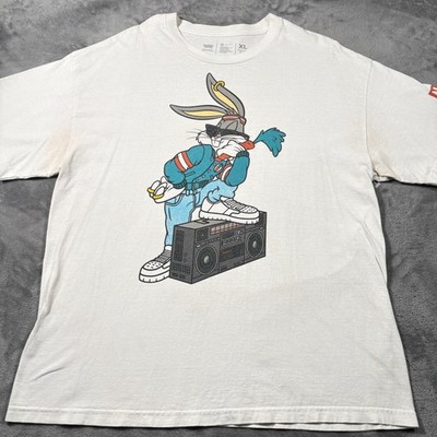 Vintage Neff Looney Tunes Bugs Bunny Hip Hop Boombox T-Shirt Men XL White Cotton