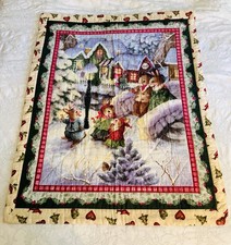 Vtg Rare Holly Pond Hill Bunny Christmas Quilt Wall Decor 45  x 36  