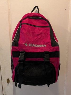 Diadora Soccer Backpack Pink Black Ball Cleat Bag Sports Training Equipment Bag