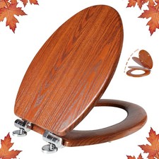 Elongated Toilet Seat Molded Wood Toilet Seat with Quietly Close and Quick Relea