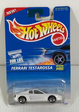 Hot Wheels Ferrari Testarossa White #497 Blue Card Chrome 5 sp Wheels 16304