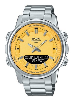 Casio Analog-Digital Kombination Gelbes Zifferblatt AMW-880D-9AV 50M Herrenuhr