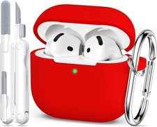 for AirPods 4th Generation Case Cover 2024, Military Grade Soft B-Red