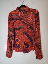 Vintage Silk Long Sleeve Button Shirt Linda Allard Ellen Tracy Stretch Size 16